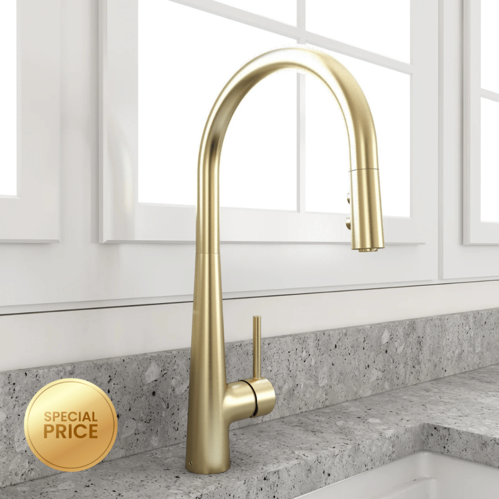 BOCCHI Lugano 1.75 GPM Brass Kitchen Faucet, Modern, Brushed Gold