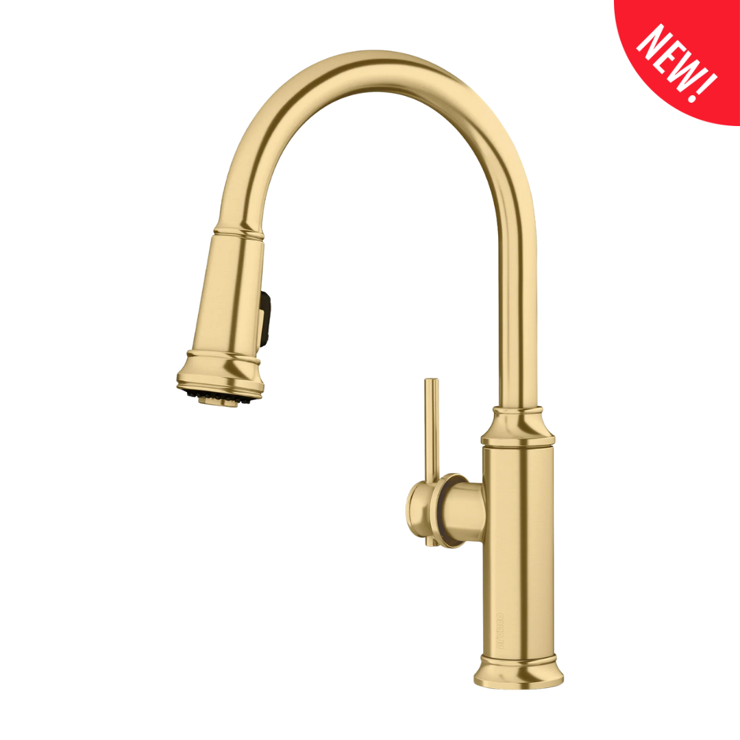 Satin Gold Dual Spray Kitchen Faucet1.5 GPM, Brass Blanco Empressa