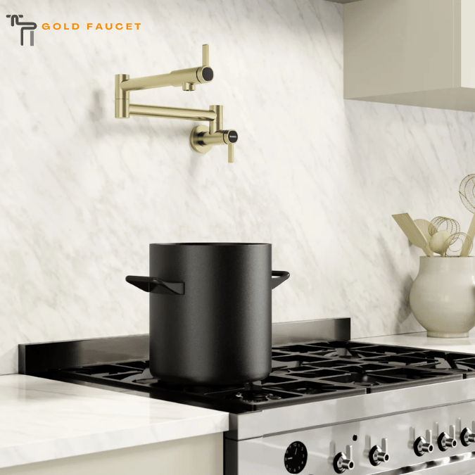 Blanco Culina II Wall-Mounted Pot Filler, Satin Gold, 1.5 GPM, Brass