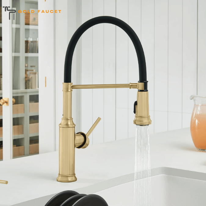Blanco Empressa Semi-Pro Pull-Down Dual-Spray Kitchen Faucet, Satin Gold, 1.5 GPM, Brass