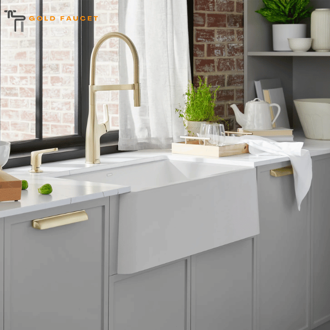 Blanco Rivana Semi-Pro Pull-Down Dual-Spray Kitchen Faucet, Satin Gold, 1.5 GPM