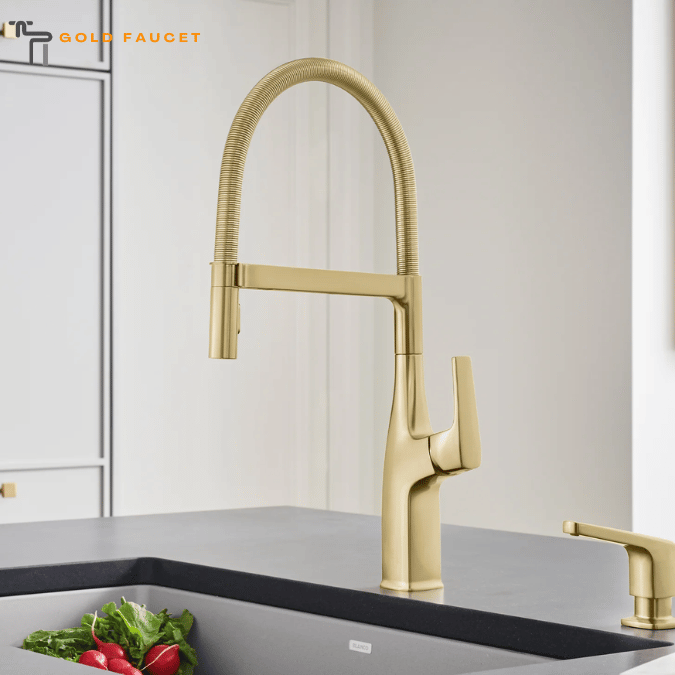 Blanco Rivana Semi-Pro Pull-Down Dual-Spray Kitchen Faucet, Satin Gold, 1.5 GPM