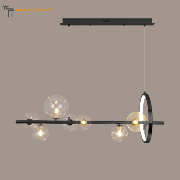 Island Globe Shade Kitchen Light Black Bubi Modern Minimalist 7-Light Glass