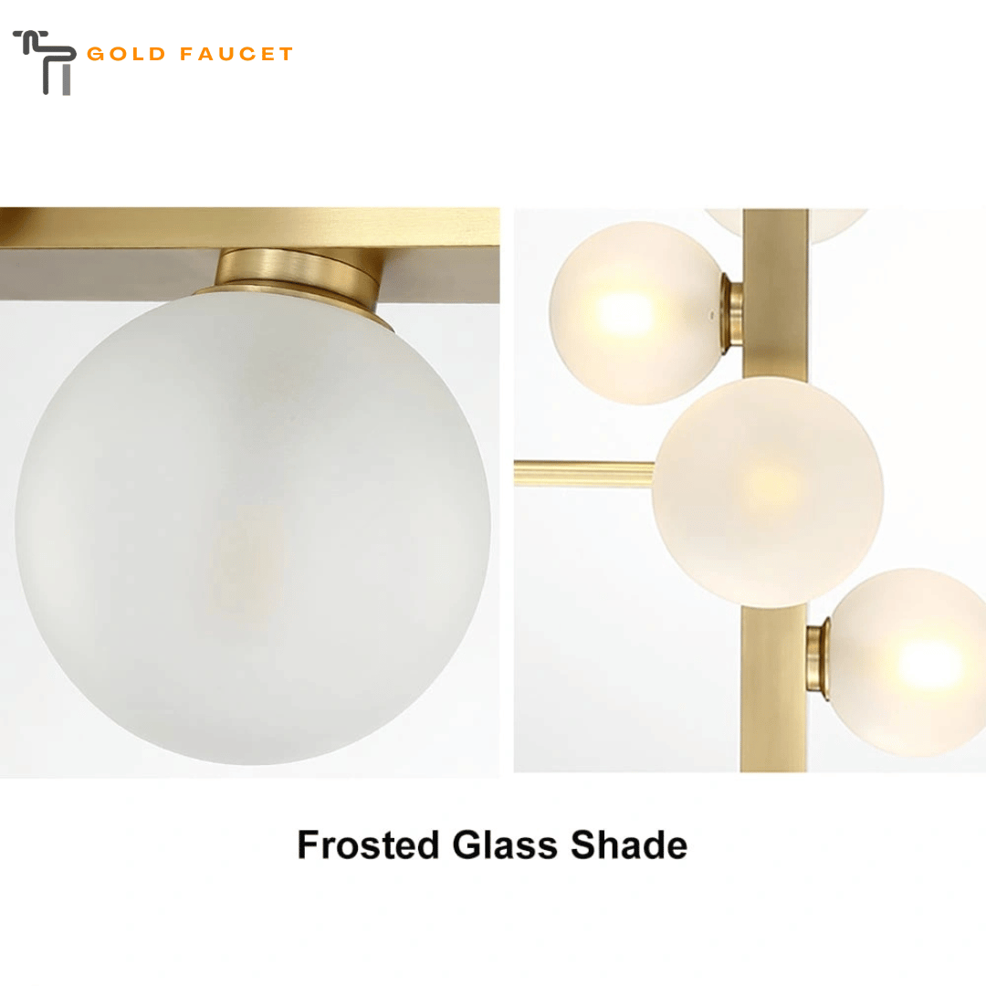 Kitchen Light White Glass Island Shade Linear Chandelier in Gold 12-Light