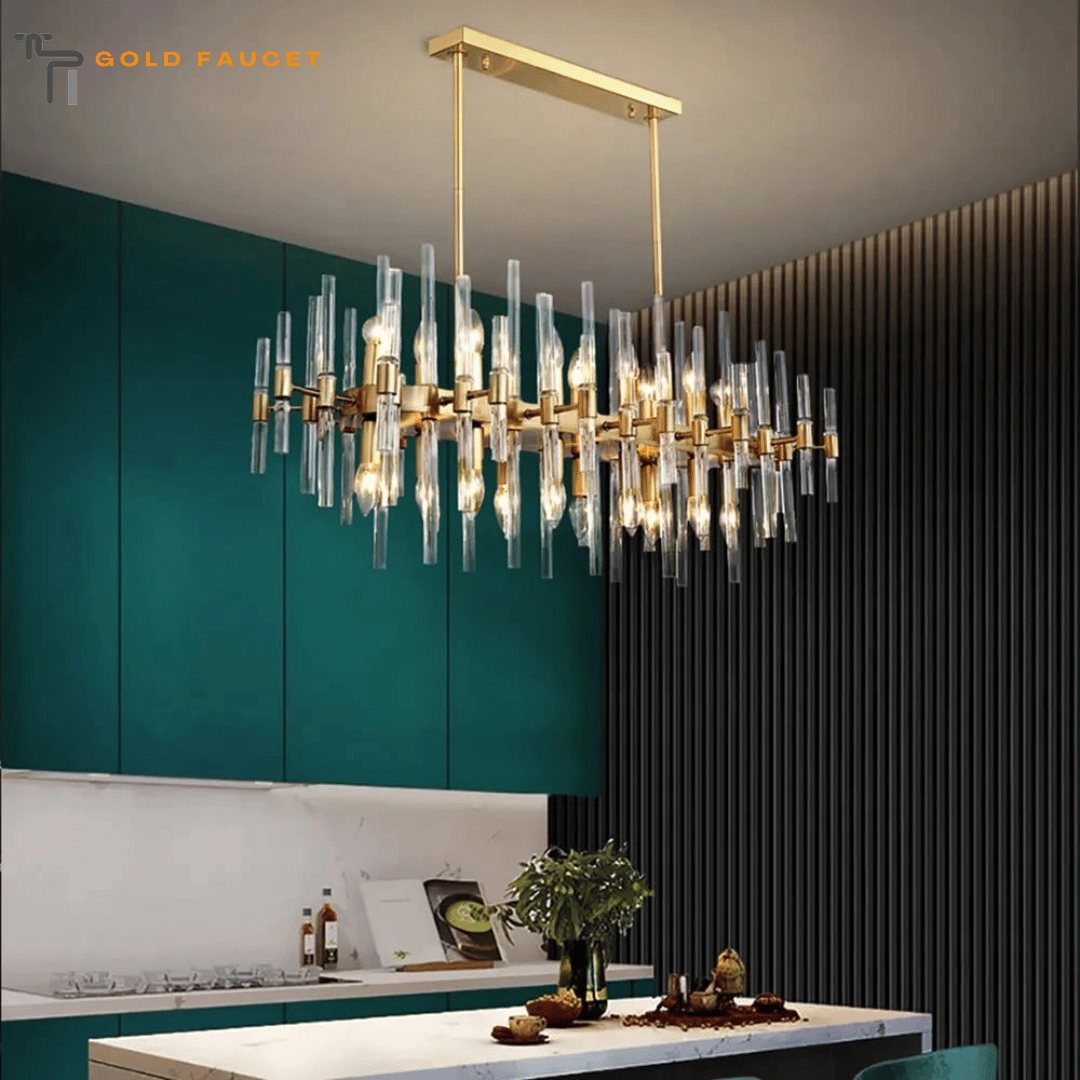 Crylick Metal & Glass 20-Light Kitchen Island Pendant Light Chandelier