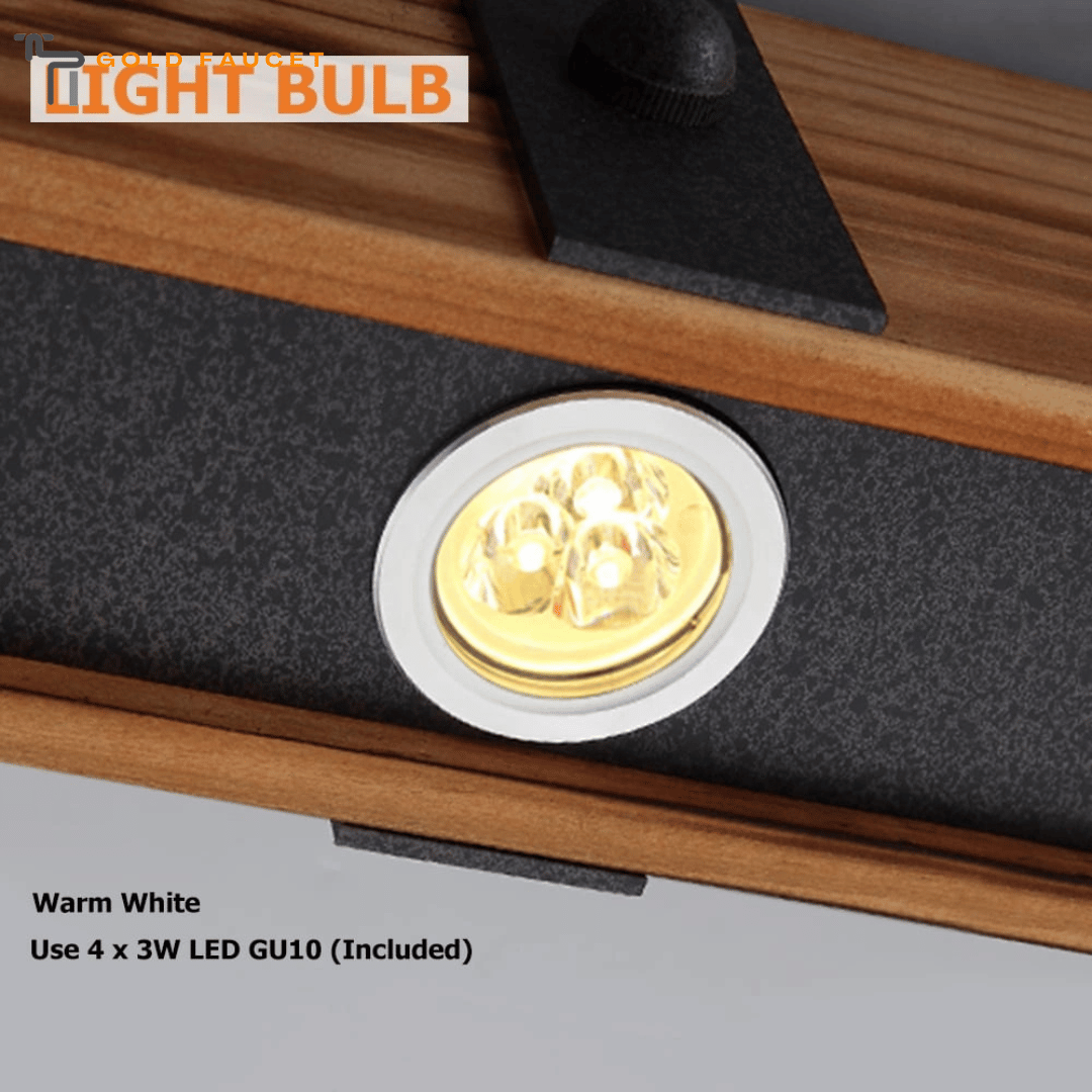 Rowen Rustic 4-Light LED Linear Rust Wood & Metal Island Pendant Light