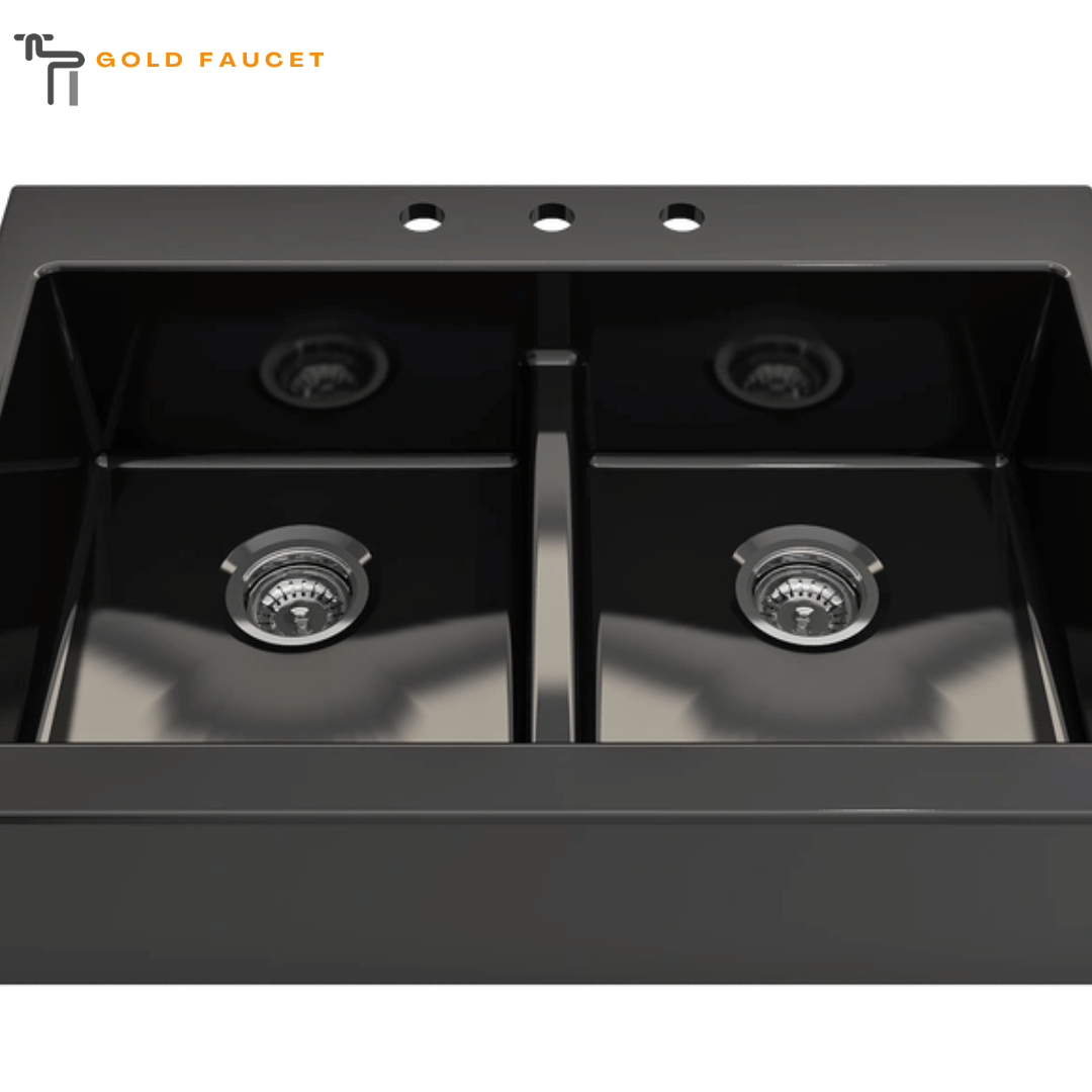 Fireclay Retrofit Drop-In Farmhouse Sink with Accessories BOCCHI Nuova Black