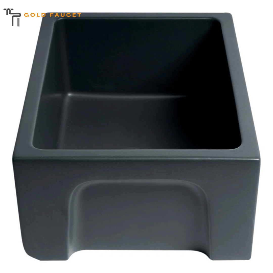 ALFI brand Fireclay Farmhouse Sink Black Matte No Faucet Hole