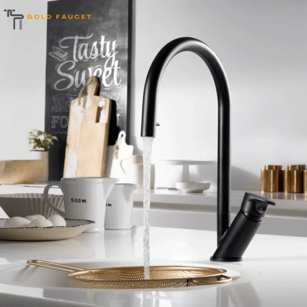 Matte Black Kitchen Faucet Houzer Oni 1.75 GPM Lever Brass