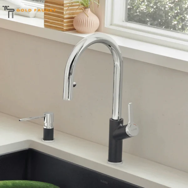 Blanco Urbena Kitchen Faucet 1.5 GPM Brass Pull Down Anthracite/Chrome
