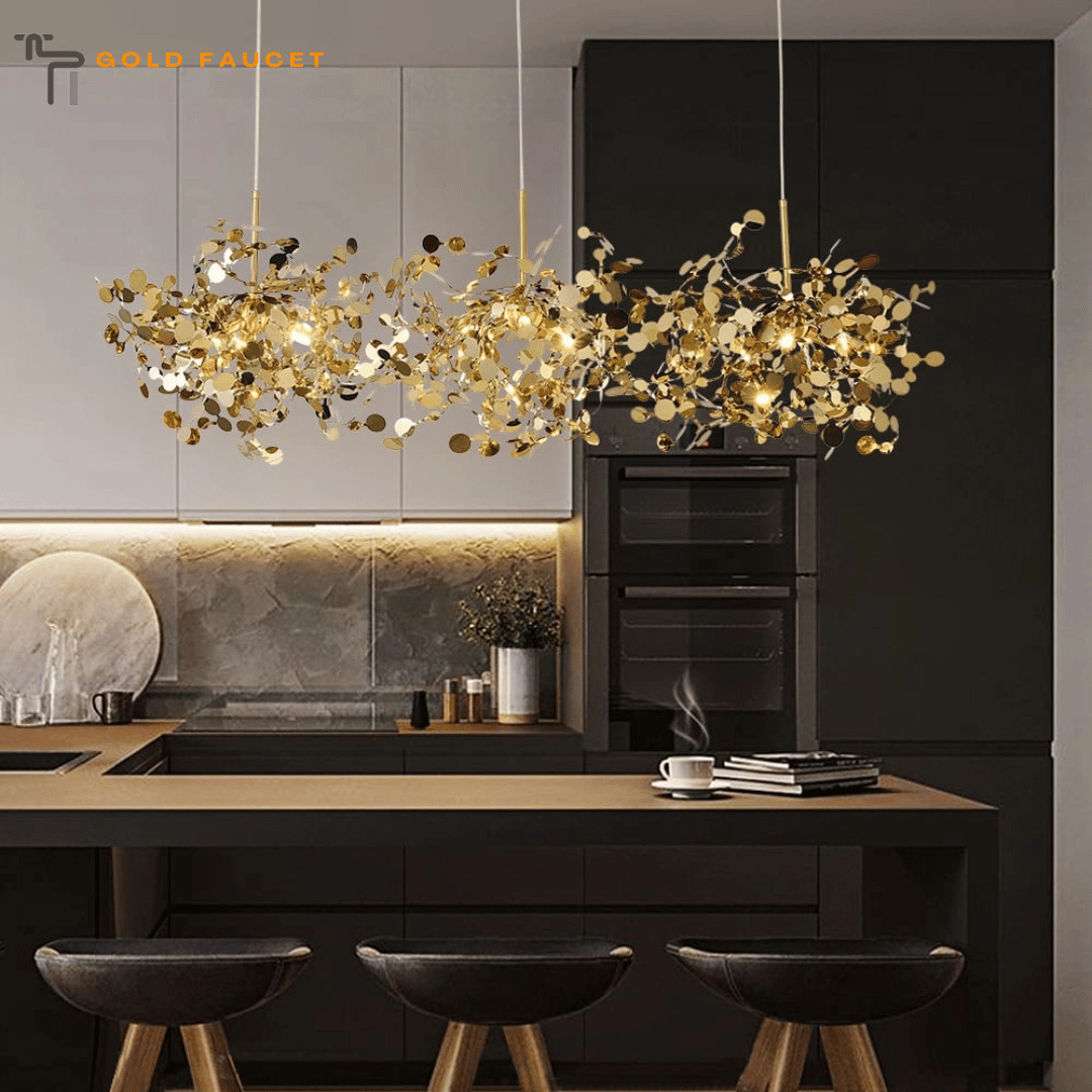 Stainless Steel Gold kitchen island chandelier Bright Ceiling Light 9-light Luxury