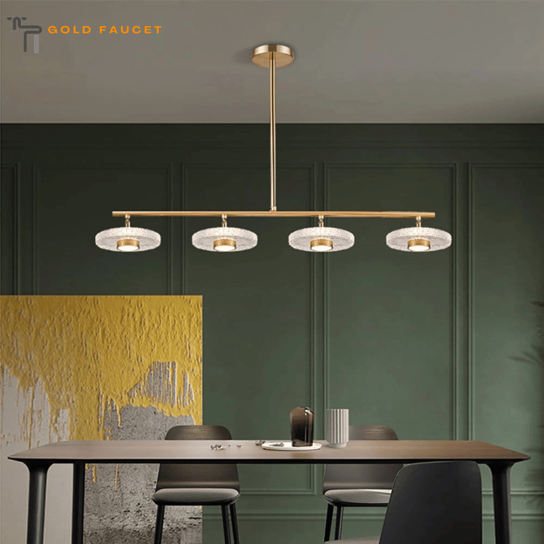 Micle Gold Linear LED 4-Light Kitchen Island Light for Dining Room