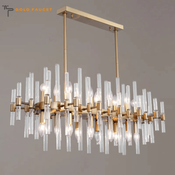 Crylick Metal & Glass 20-Light Kitchen Island Pendant Light Chandelier