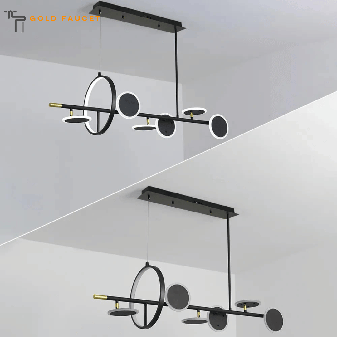 Minimalist Round Lamps Sputnik Kitchen Island Light 7 in Black & Gold