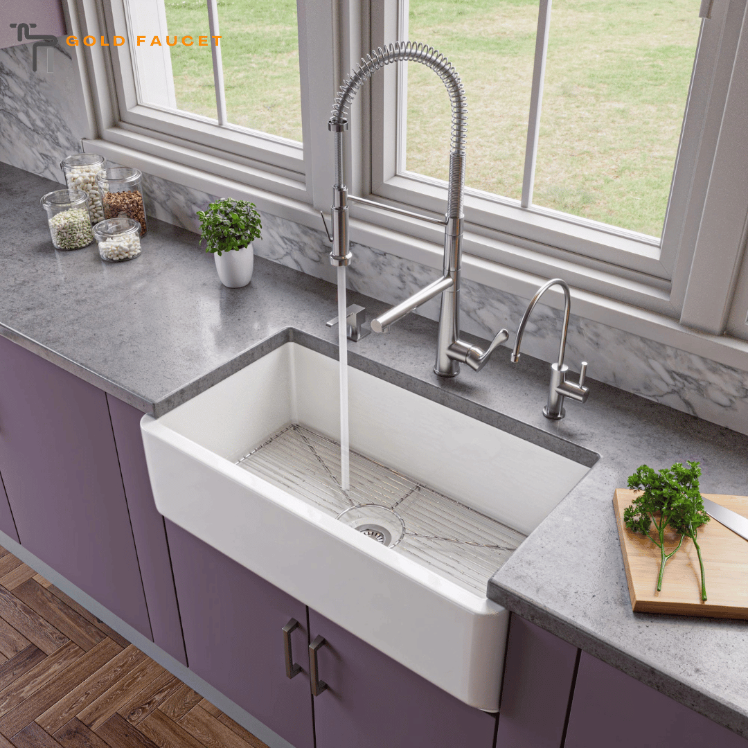 Single Bowl Thick Wall Fireclay Farmhouse Apron Sink Reversible White