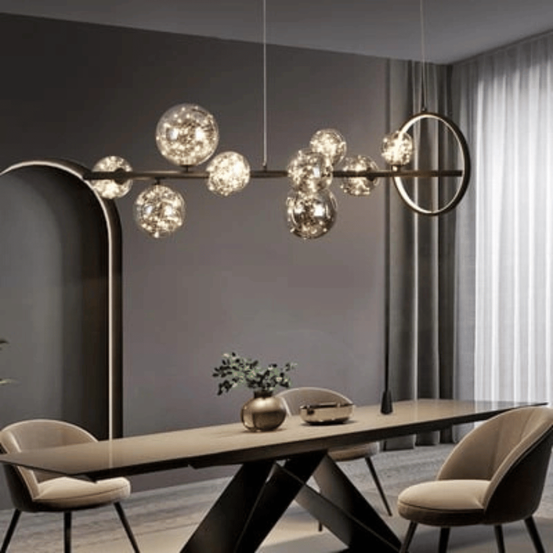 Black Kitchen Island Light with Glass Globe Shade Ceiling Pendant Lights Modern 10-Light