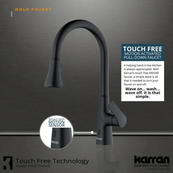 Matte Black Kitchen Faucet Touchless 1.8 GPM Single Lever Handle