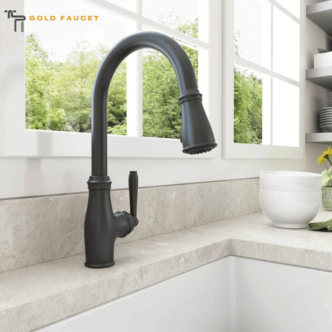 Matte Black Kitchen Faucet BOCCHI Belsena 1.75 GPM Brass Traditional