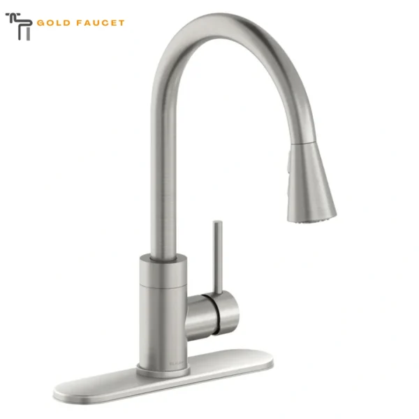 Lustrous Steel Kitchen Faucet Elkay Avado Forward Lever Handle Pull-down Spray
