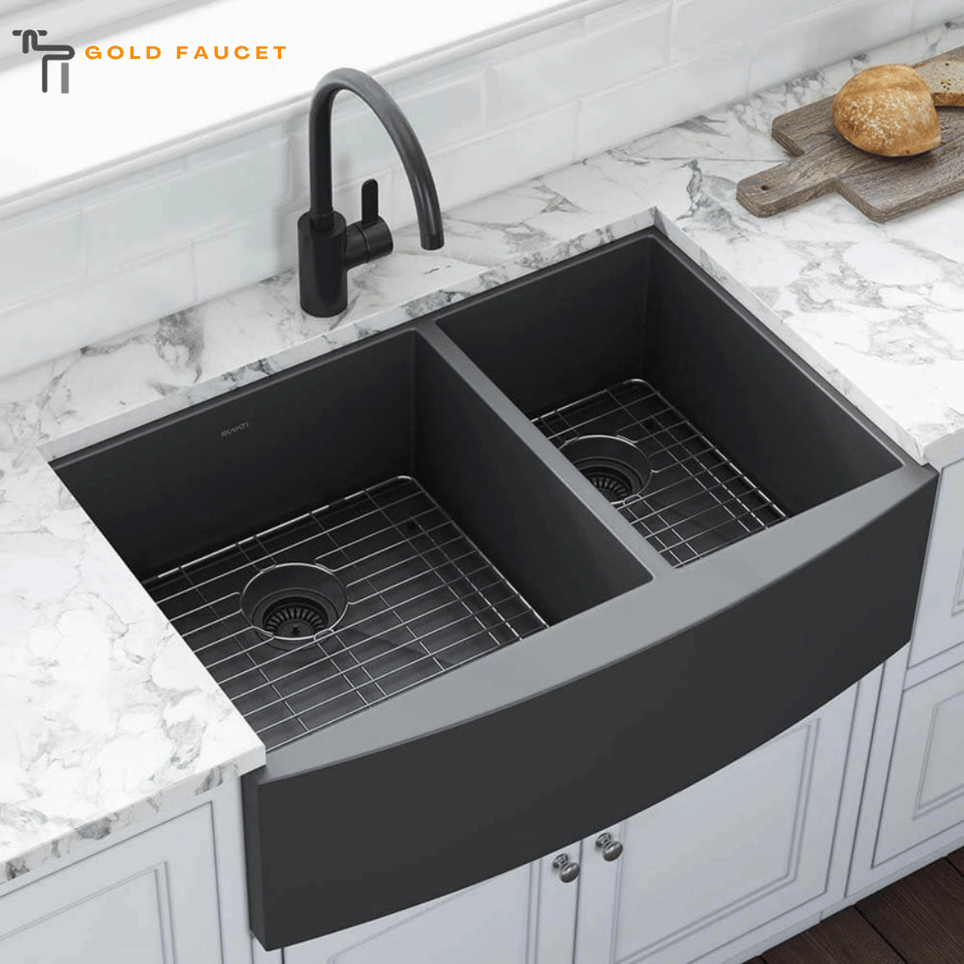 Stainless Steel Apron-front Farmhouse Sink Matte Black 60/40 Double Bowl Gunmetal