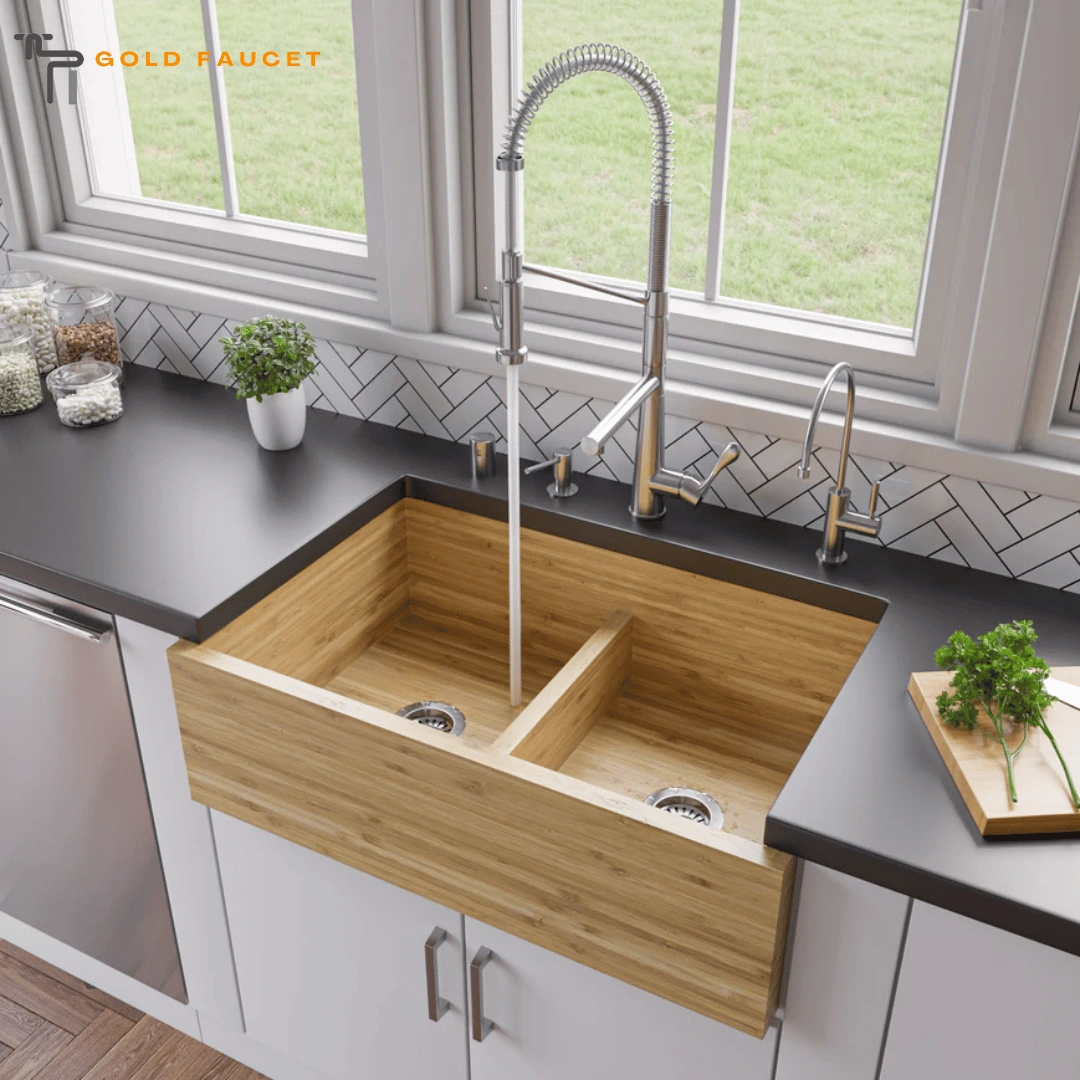 Modern Gray Kitchen Faucet Double Spout Touch Gooseneck 1.7 GPM Lever