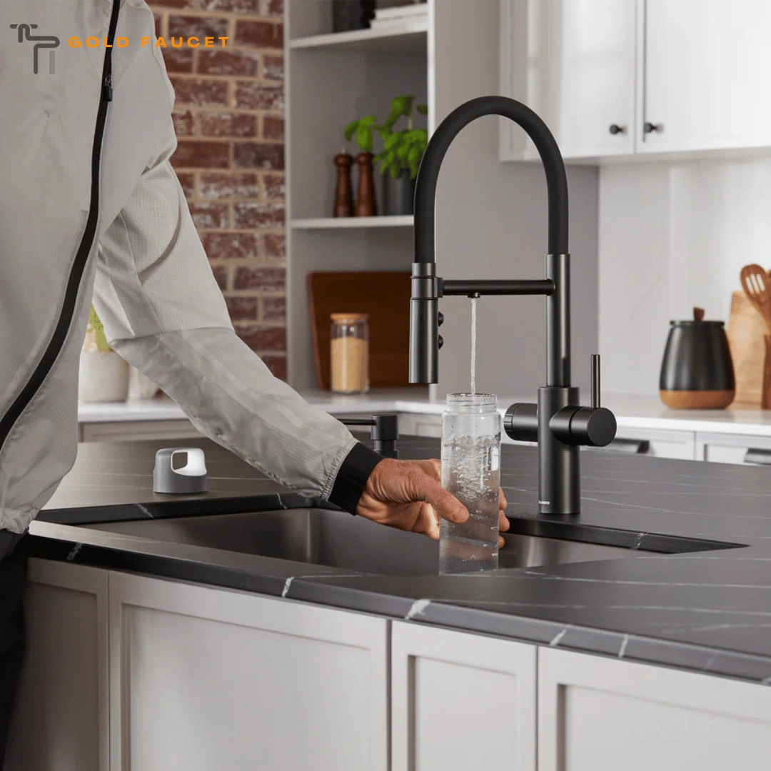 Matte Black Kitchen Faucet Dual Spray1.5 GPM Flexo Filter Ready Semi Pro