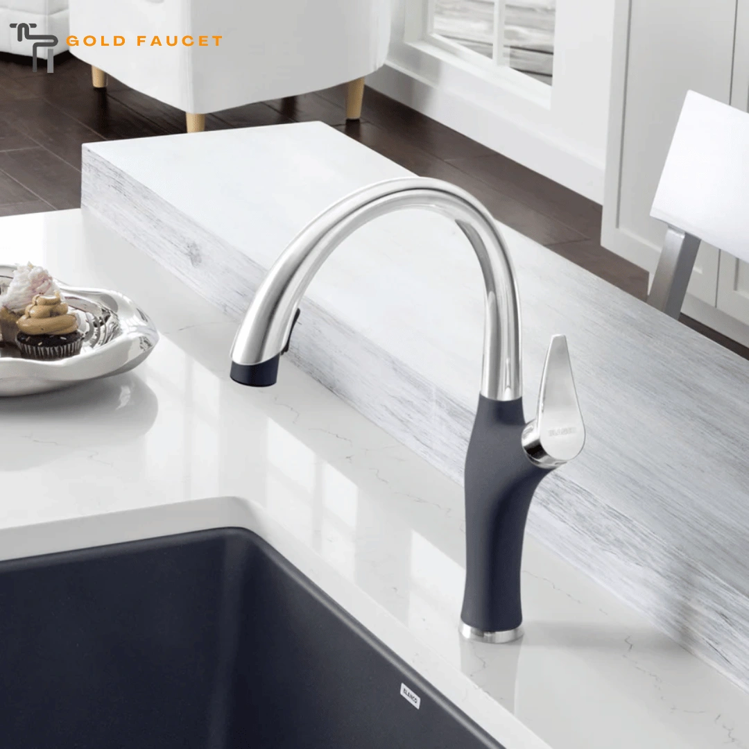 Blanco Stainless Kitchen Faucet 1.5 GPM Brass Pull Down Anthracite