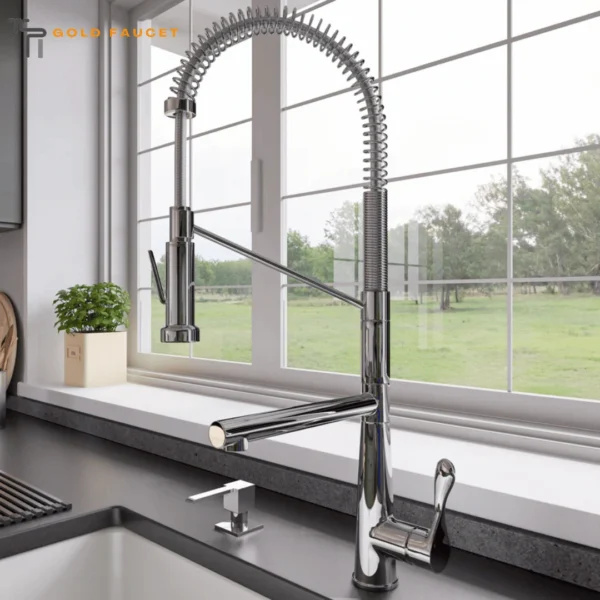 Gray Chrome Kitchen Faucet