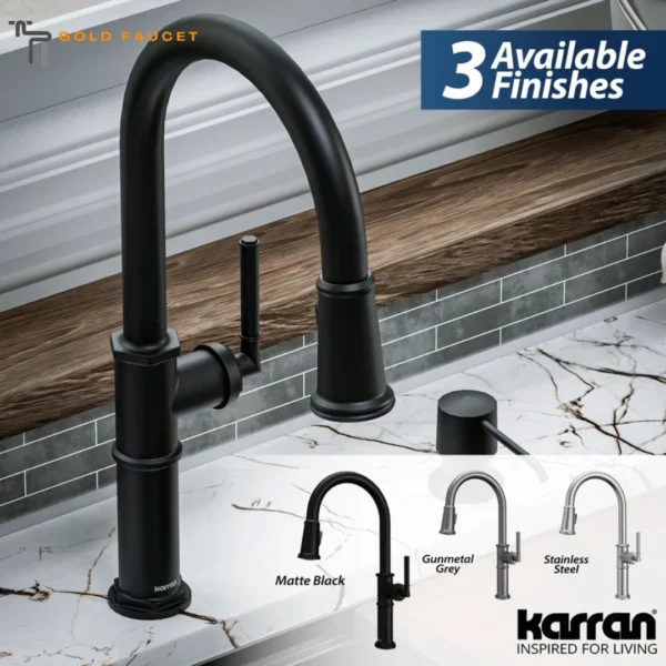 Matte Black Kitchen Faucet Karran Brampton 1.8 GPM Single Lever Handle