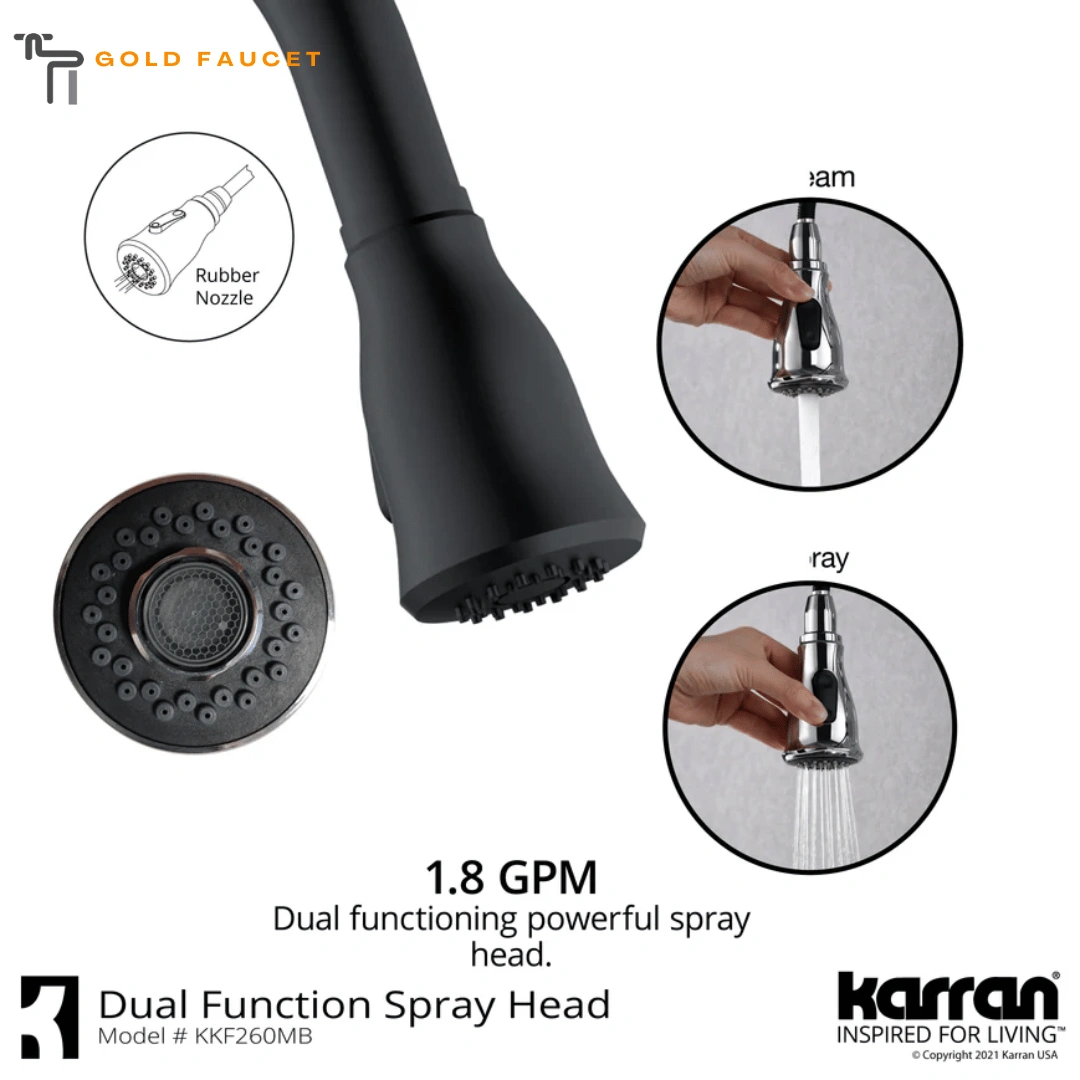 Matte Black Kitchen Faucet 1.8 GPM Single Lever Handle Lead