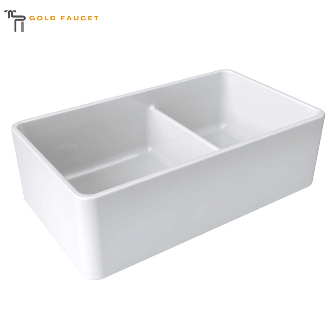 Fireclay Farmhouse White Sink 60/40 Double Bowl Latoscana 33