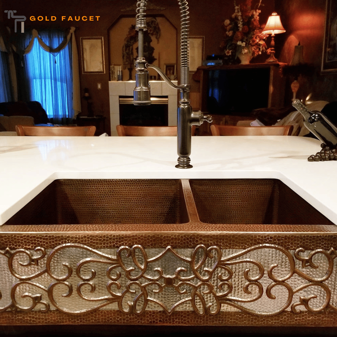 Premier Copper Farmhouse Sink Double Bowl Oil Rubbed Bronze and Nickel