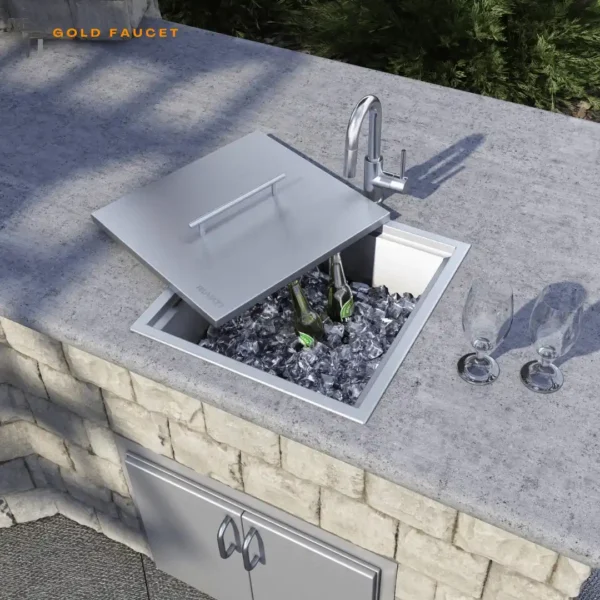Ruvati Merino Ice Chest Outdoor Sink BBQ Marine Grade Topmount Stainless Steel