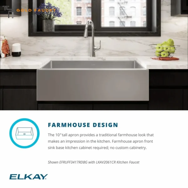 Stainless Steel Farmhouse Sink Kit Polished Satin Elkay Crosstown
