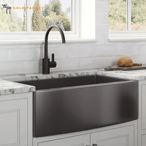 Ruvati Stainless Steel Apron Farmhouse Sink Gunmetal Matte Black
