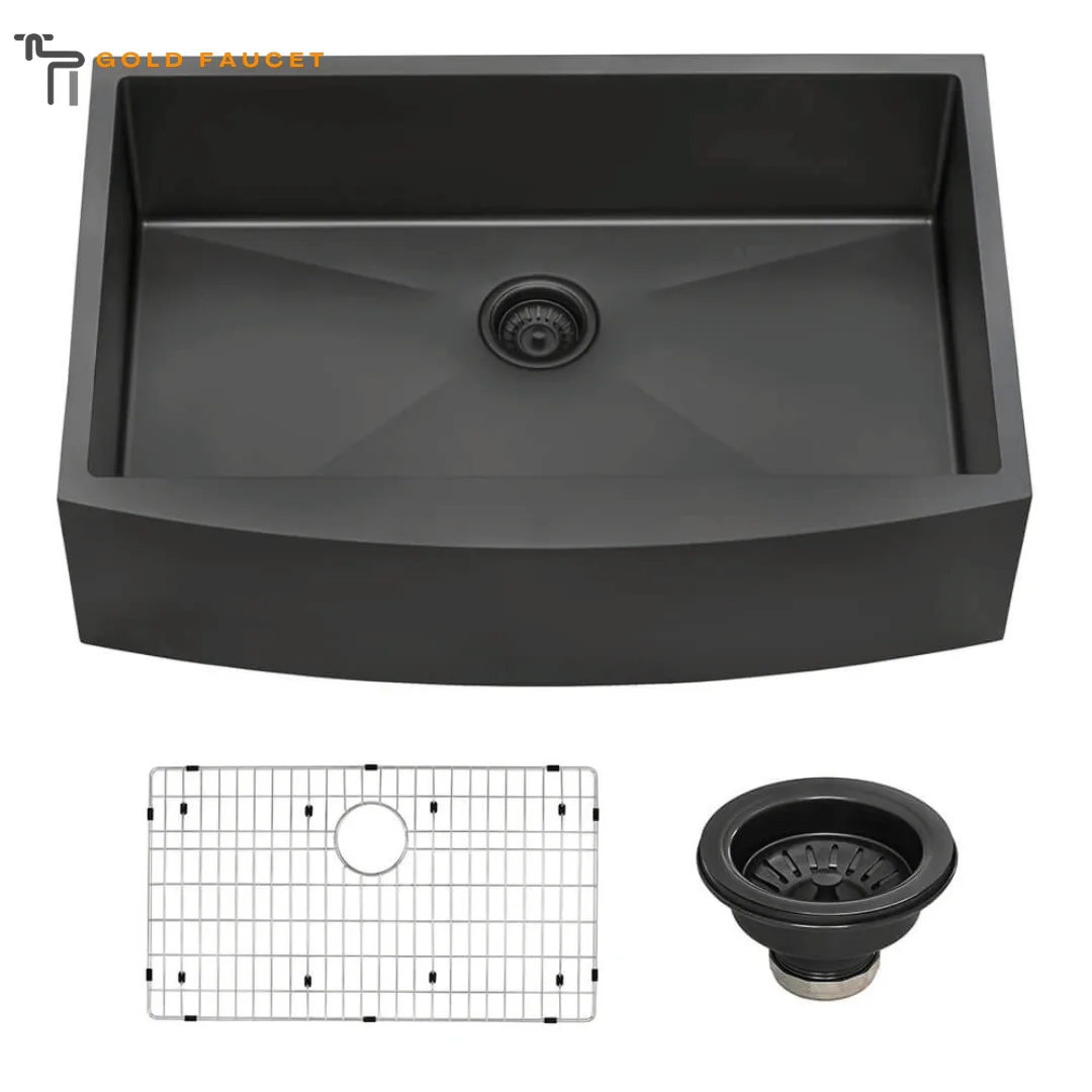 Ruvati Stainless Steel Apron Farmhouse Sink Gunmetal Matte Black