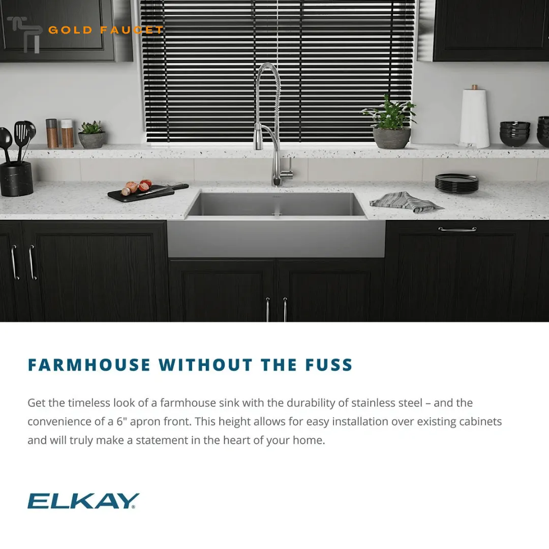 Elkay Stainless Steel Farmhouse Kitchen Sink Double Polished Satin