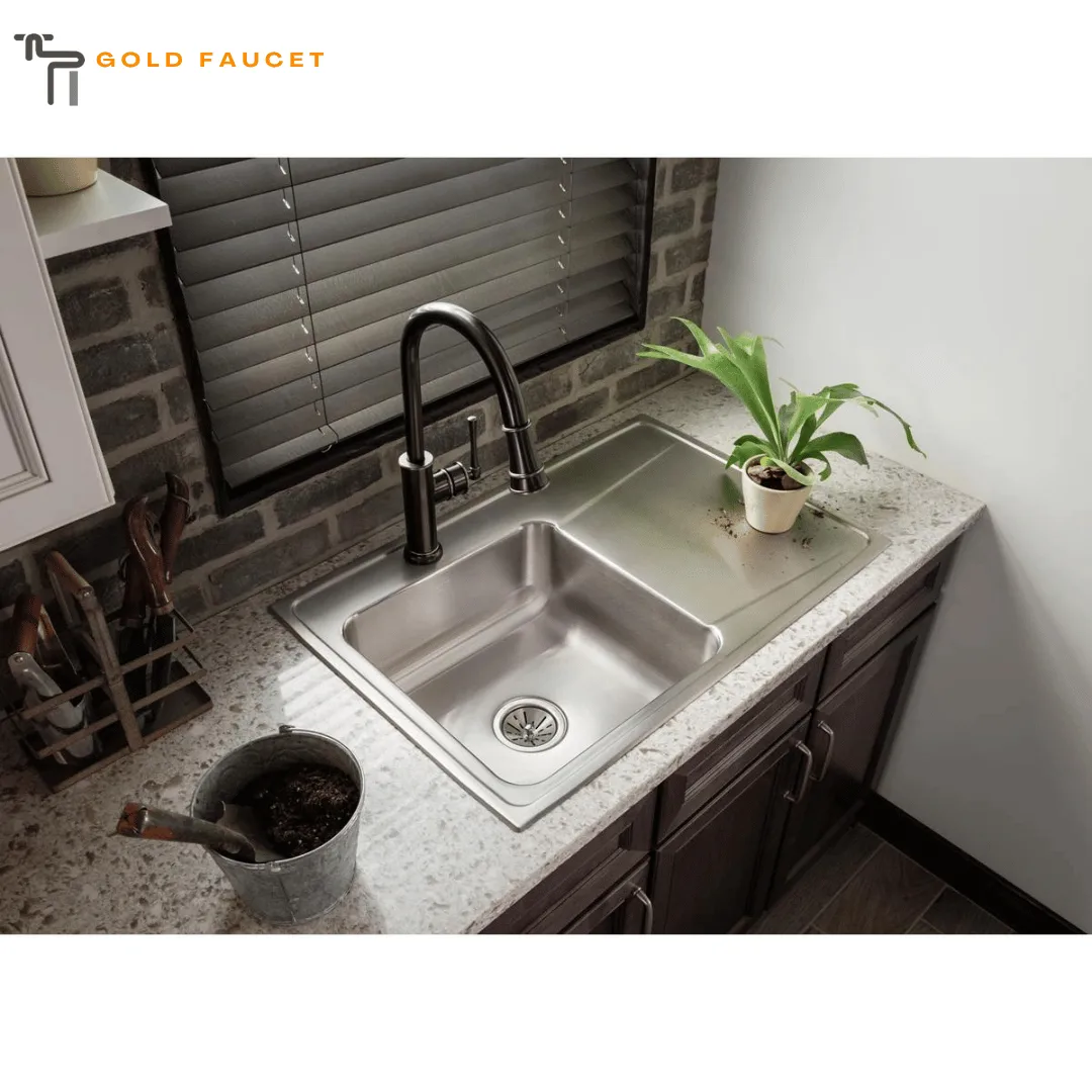 Elkay Drainboard Kitchen Sink Stainless Steel Lustrous Satin Includes 1 Faucet Hole