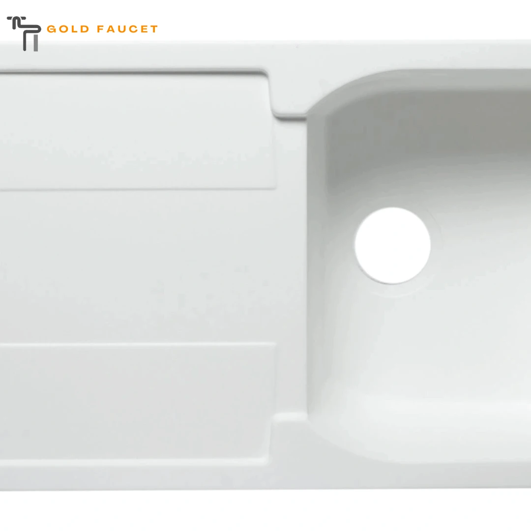 ALFI Drainboard Kitchen Sink Single Bowl Granite Composite White