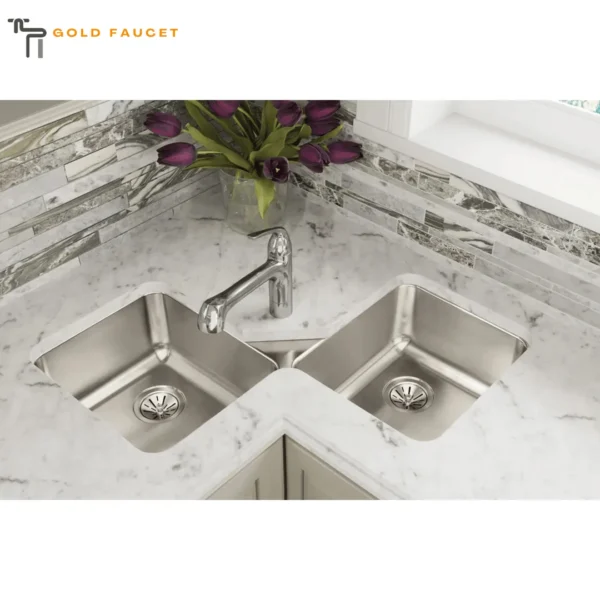 Elkay Lustertone Classic Corner Kitchen Sink Stainless Steel Lustrous Satin