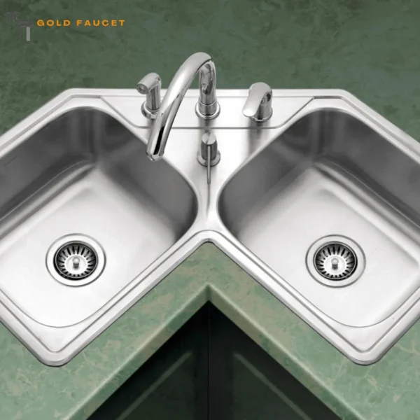 Houzer Stainless Steel Topmount 4-hole Corner Kitchen Sink with Strainer