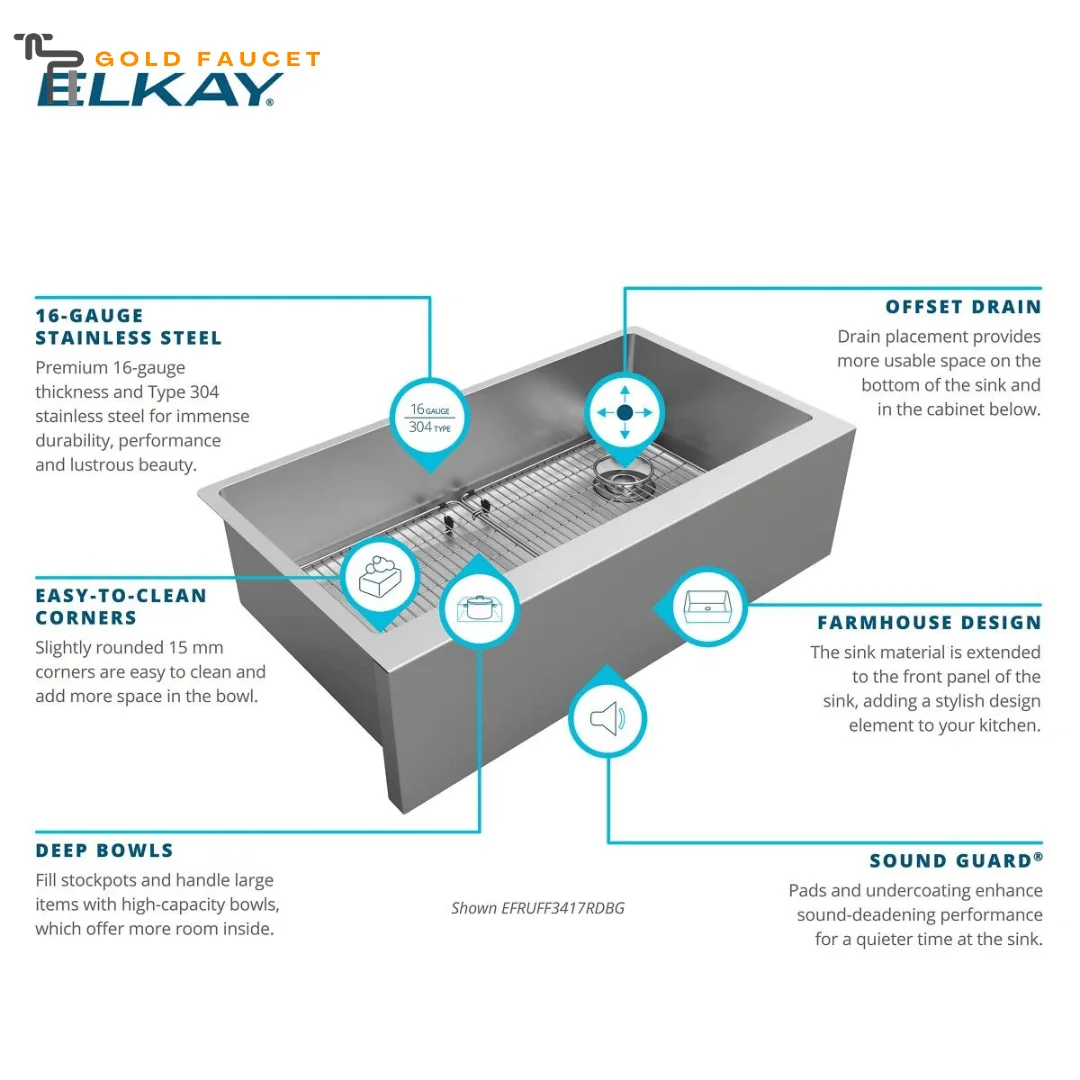 Stainless Steel Farmhouse Sink Kit Polished Satin Elkay Crosstown