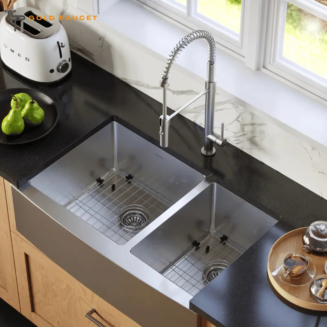 Stainless Steel Farmhouse Sink with Accessories Double Bowl Karran