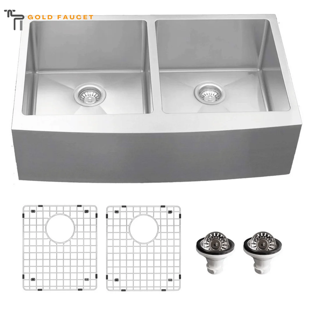 Stainless Steel Farmhouse Sink with Accessories Double Bowl Karran Elite
